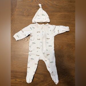 Charming White Kids Footie with Hat